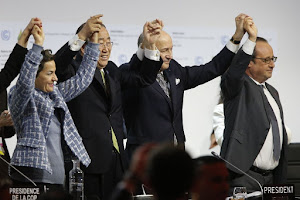 Joyful ministers seal landmark Paris Agreement to stop global warming