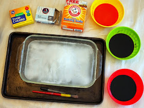 set up for fizzy ice painting