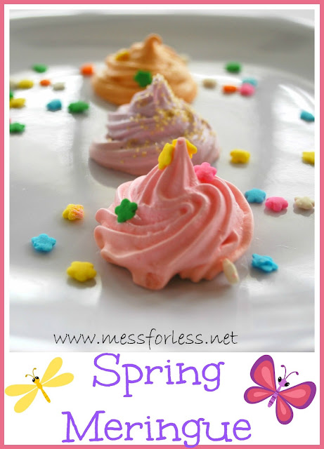 Spring Meringue Recipe - These were so easy to make and will just melt in your mouth! #meringue #recipe #cookie