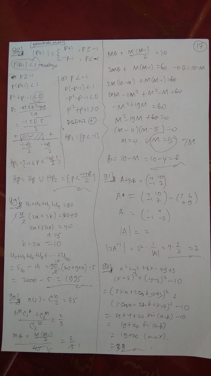 Kunci Soal UTBK 2019 Matematika Saintek Konsep
