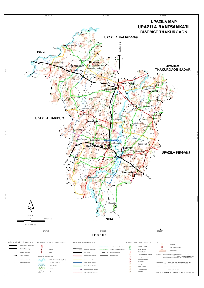 Ranisankail Upazila Map Thakurgaon District Bangladesh