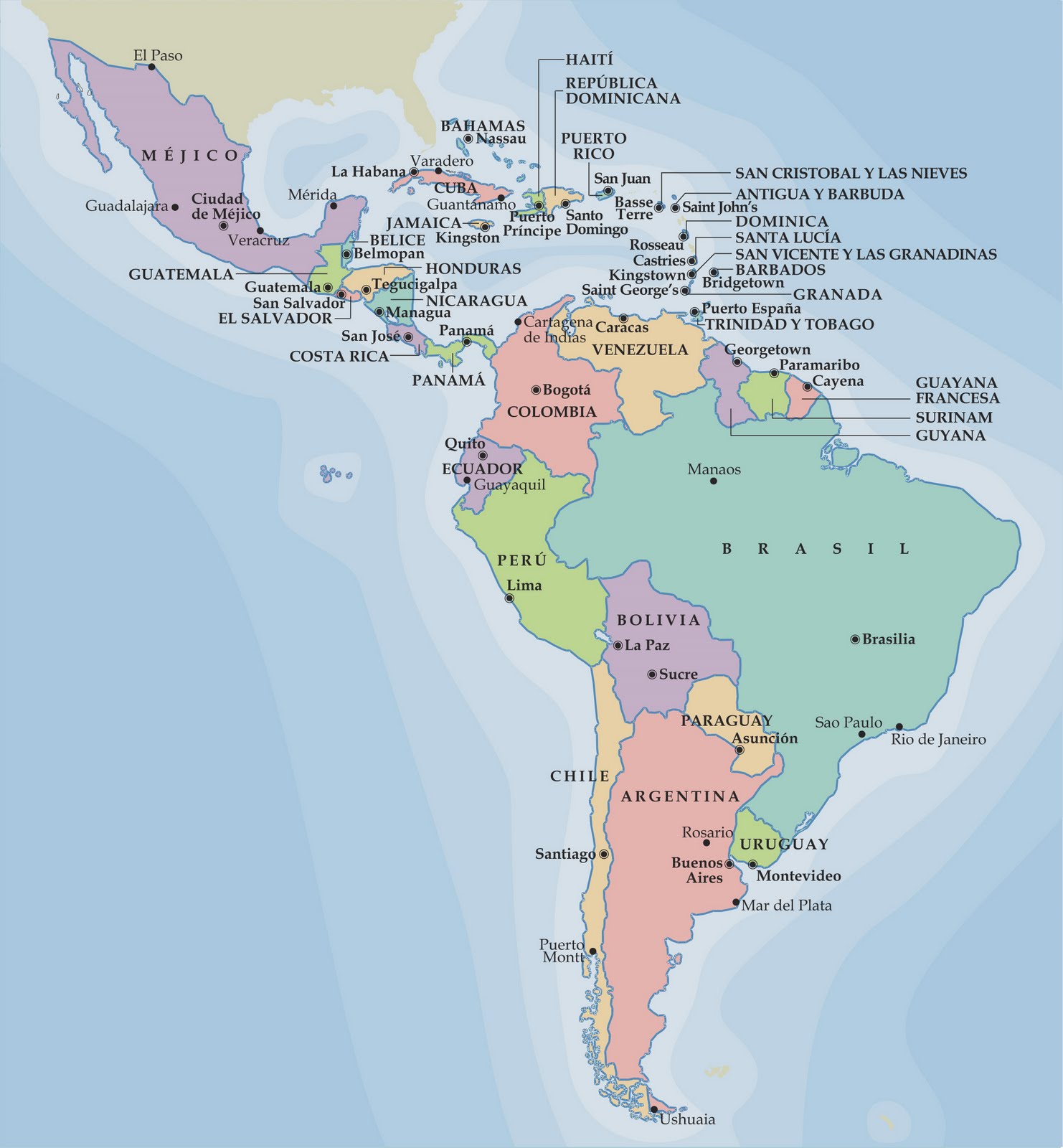 WorkPlace Am rica del Sur - Mapa Pol%C3%ADtico De Am%C3%A9rica Del Centro Y Sur