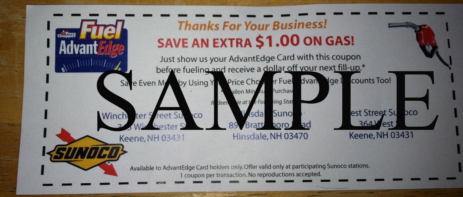 Crazy 'bout Couponz Price Chopper Gas Coupon at Sunoco