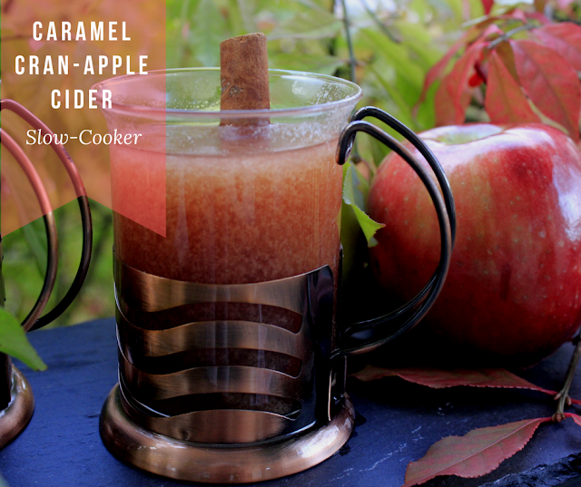 Caramel Cran-Apple Cider - A delicious cider made with apples and cranberries in your slow-cooker and sweetened with caramel topping.