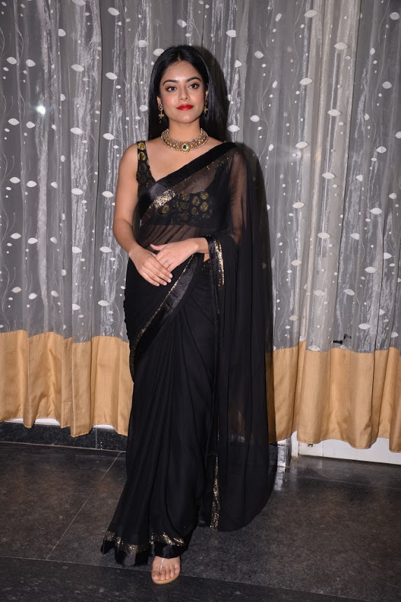 Riddhi Kumar saree stills at Sobhan Babu Awards 2019