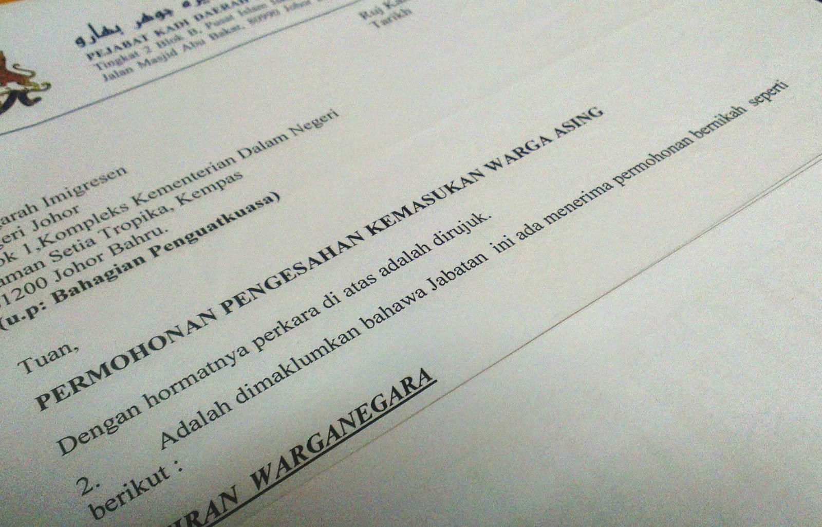 Imigresen Contoh Surat Kebenaran Bekerja Dari Suami