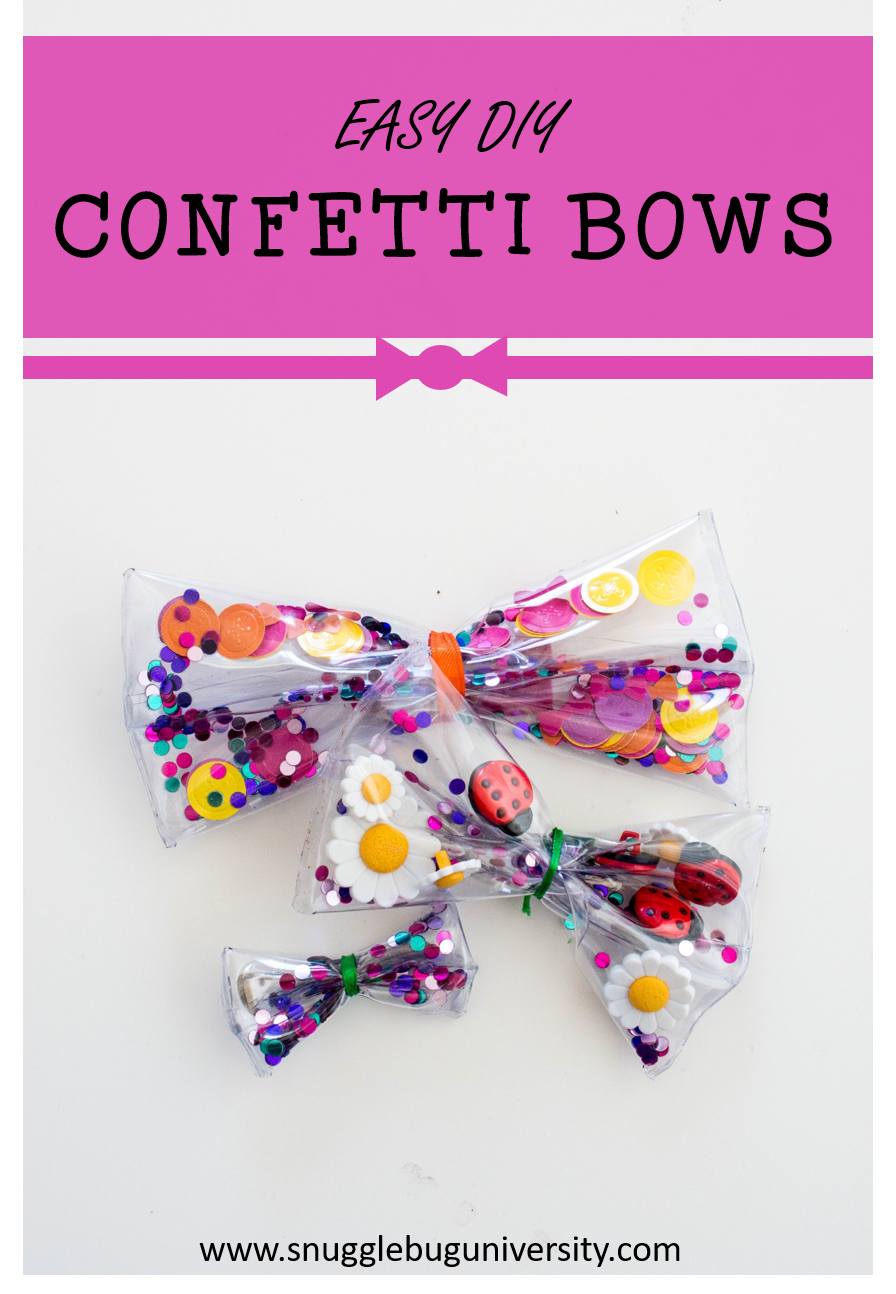 Snugglebug University DIY Clear Vinyl Confetti Bows