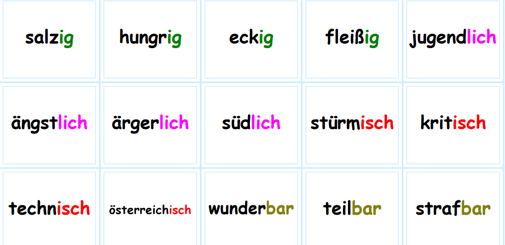 Adjektive Mit Der Endung Bar