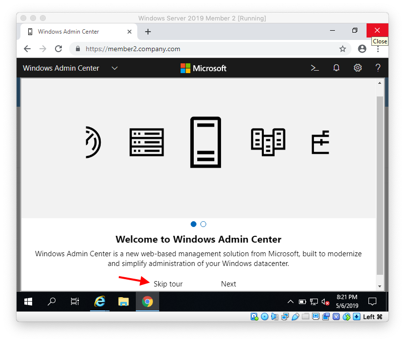 Installing Windows Admin Center in Windows Server 2019