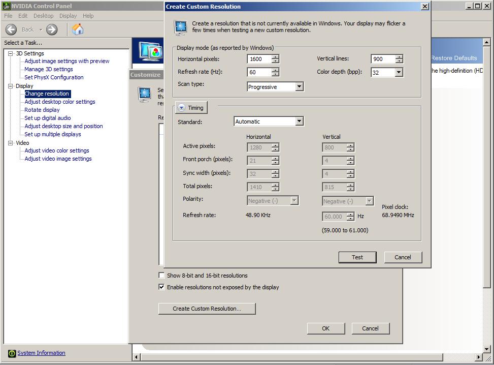 Tiago Duarte Increasing display device resolution to an unsupported value