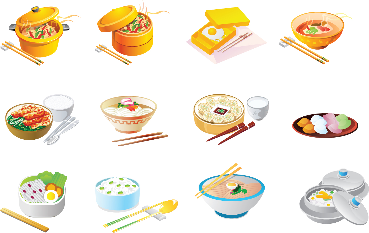 食品のメニュー アイコン Cartoon food icon イラスト素材