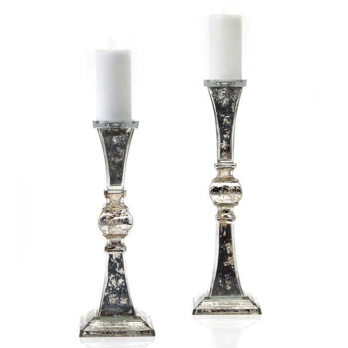 Two Mercury glass candle holders