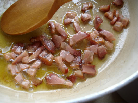 saute pancetta in olive oil