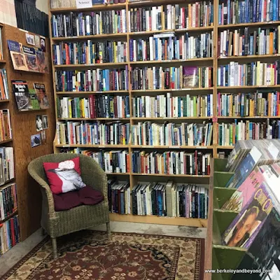 cozy book nook at The Book Juggler in Willits, California