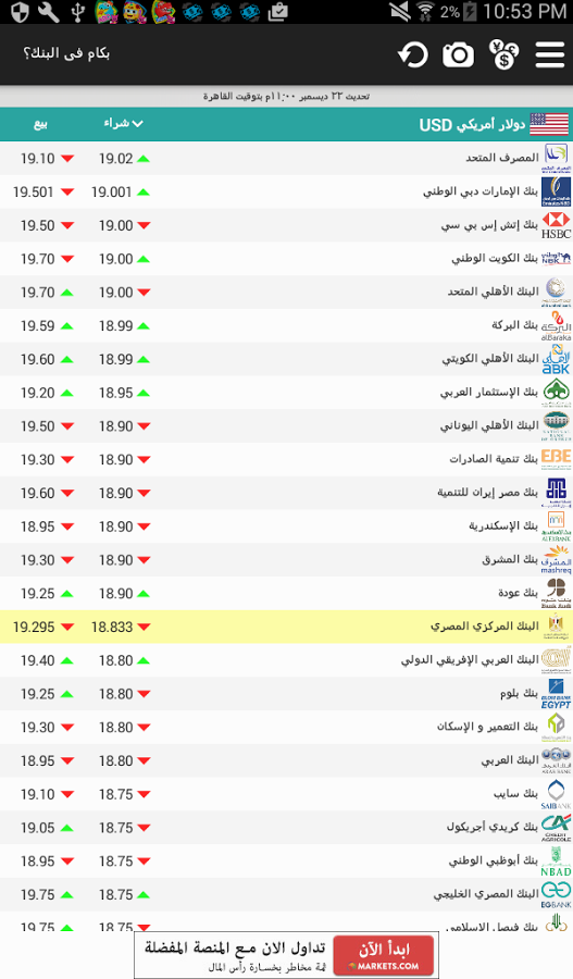 تطبيق بكام فى البنك لمتابعة اسعار العملات الاجنبية فى البنوك المصرية لحظة بلحظة