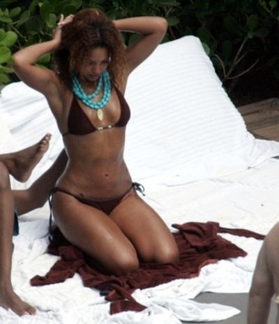 Beyonce Knowles in Brown Bikini