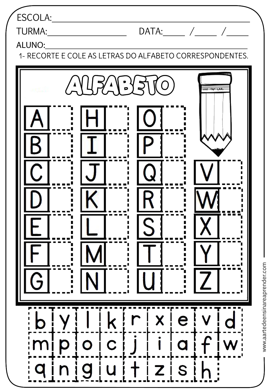 Atividade Pronta Alfabeto Correspondência Maiúsculo E Minúsculo A