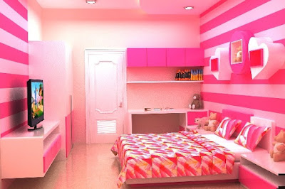 desain kamar tidur minimalis anak perempuan,kamar pink