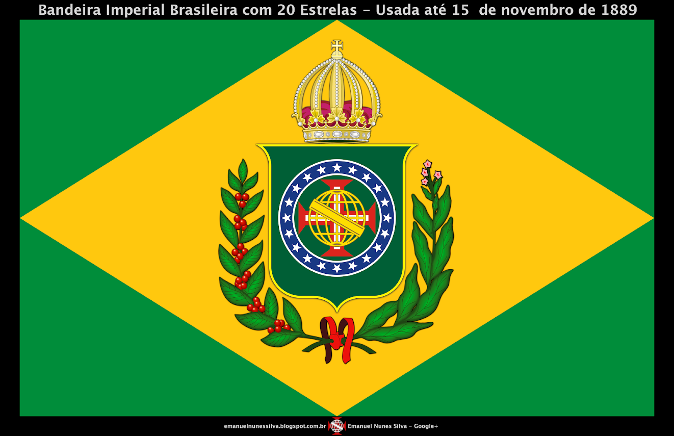 Bandeira do Brasil Imperial - Modelo (10 X 16) - Até 1889 - Crédito: Emanuel Nunes Silva