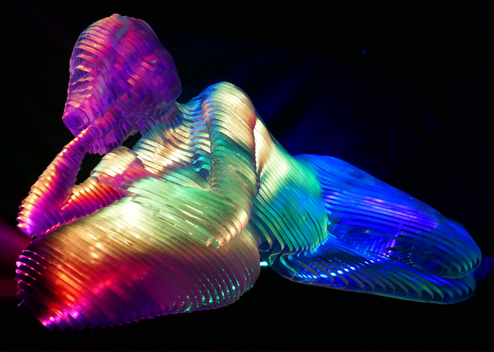 Digital Fabrication for Designers LED Lights on Acrylic Figure Sculpture