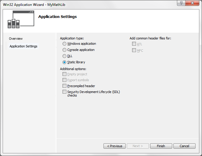 Create C Program with Static Library using Visual Studio 2012