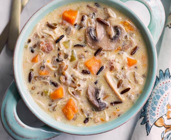 Instant Pot Wild Rice Soup with Chicken #healthy #recipeeasy 