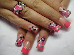 nail rhinestones designs pink creative flowers nails trendy dazzling rhinestone acrylic
