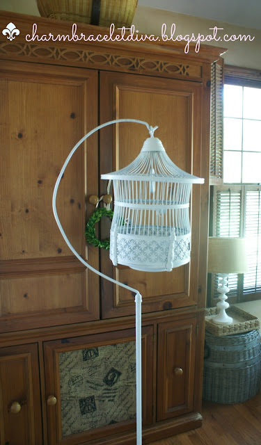 vintage brass bird cage makeover-painted white