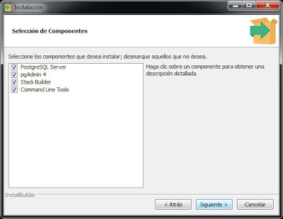 Instalador PostgreSQL - Opciones Instalador PostgreSQL - Opciones