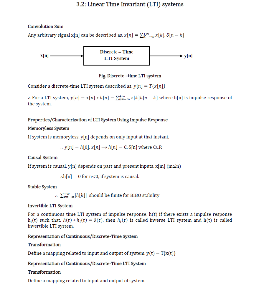 SIGNAL SYSTEMS REVISION NOTES FOR GATE/ESE 2019 LTI SYSTEMS AND FOURIER