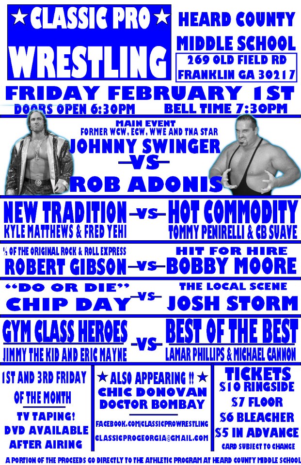 GWH News and Notes Classic Pro Wrestling in Franklin, GA on February 1