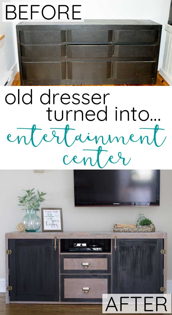 How I Turned An Old Dresser Into An Entertainment Center The