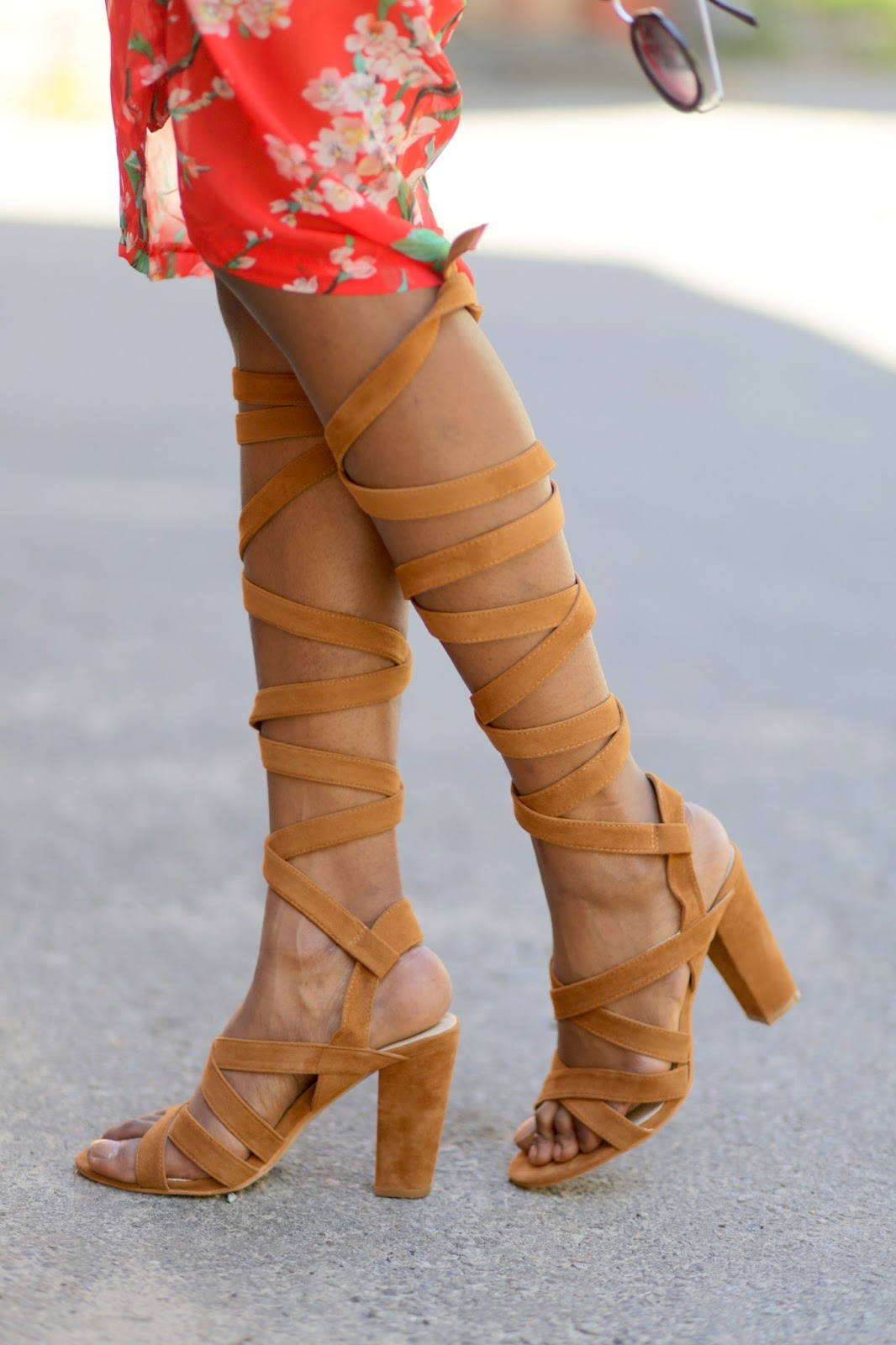 stacked leather heel wrap