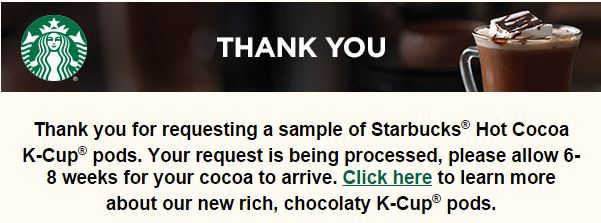 {Free Sample} New Starbucks Hot Cocoa K-Cup Pods! | JustAddCoffee- The ...