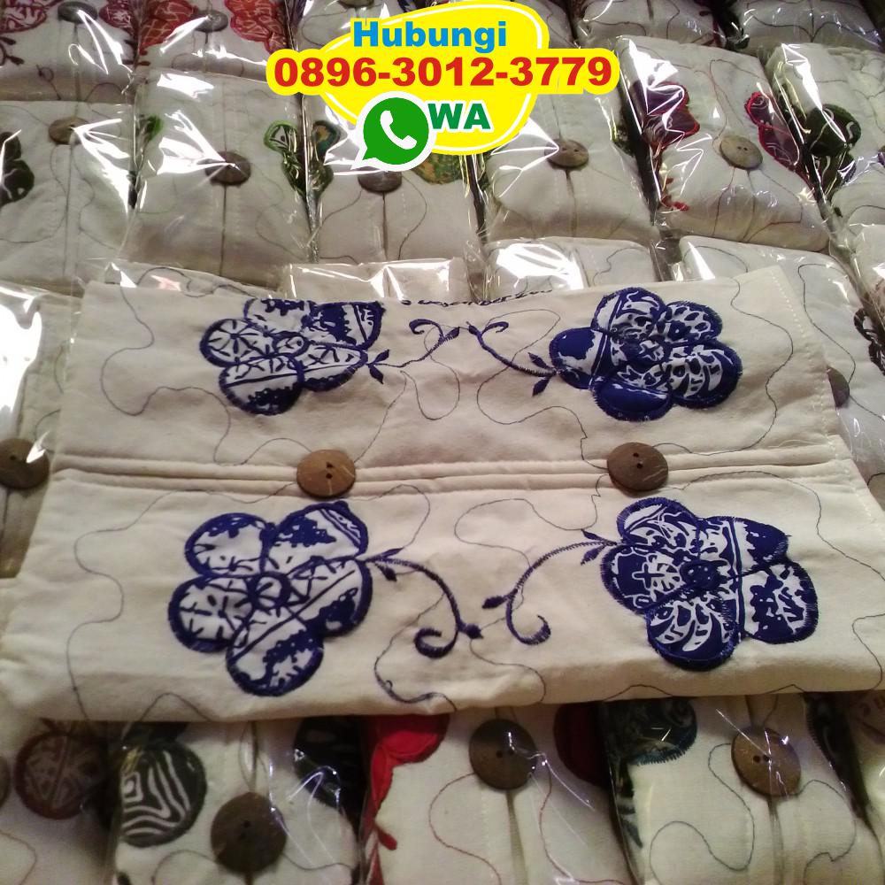 Tempat Tisu Kain Blacu Bordir Souvenir Pernikahan