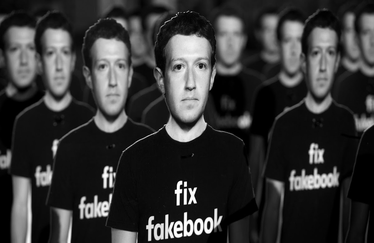 Cardboard cutouts of Mark Zuckerberg outside the Capitol April 2018