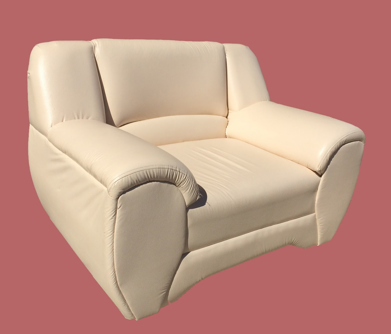Uhuru Furniture & Collectibles Contemporary Cream Leather Chair And A