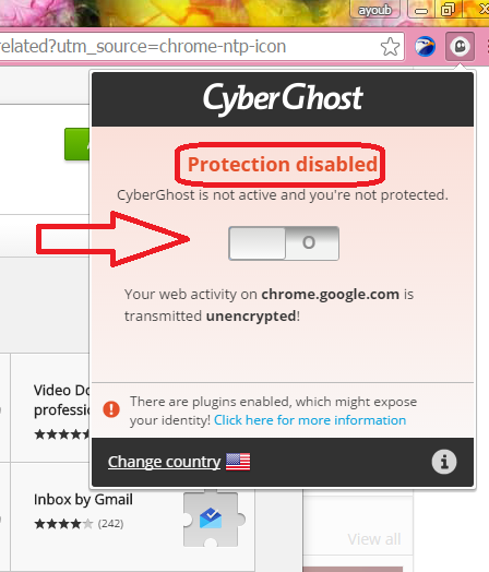 إضافة CyberGhost VPN  Free Proxy للمتصفح دون الحاجة لتحميل البرنامج