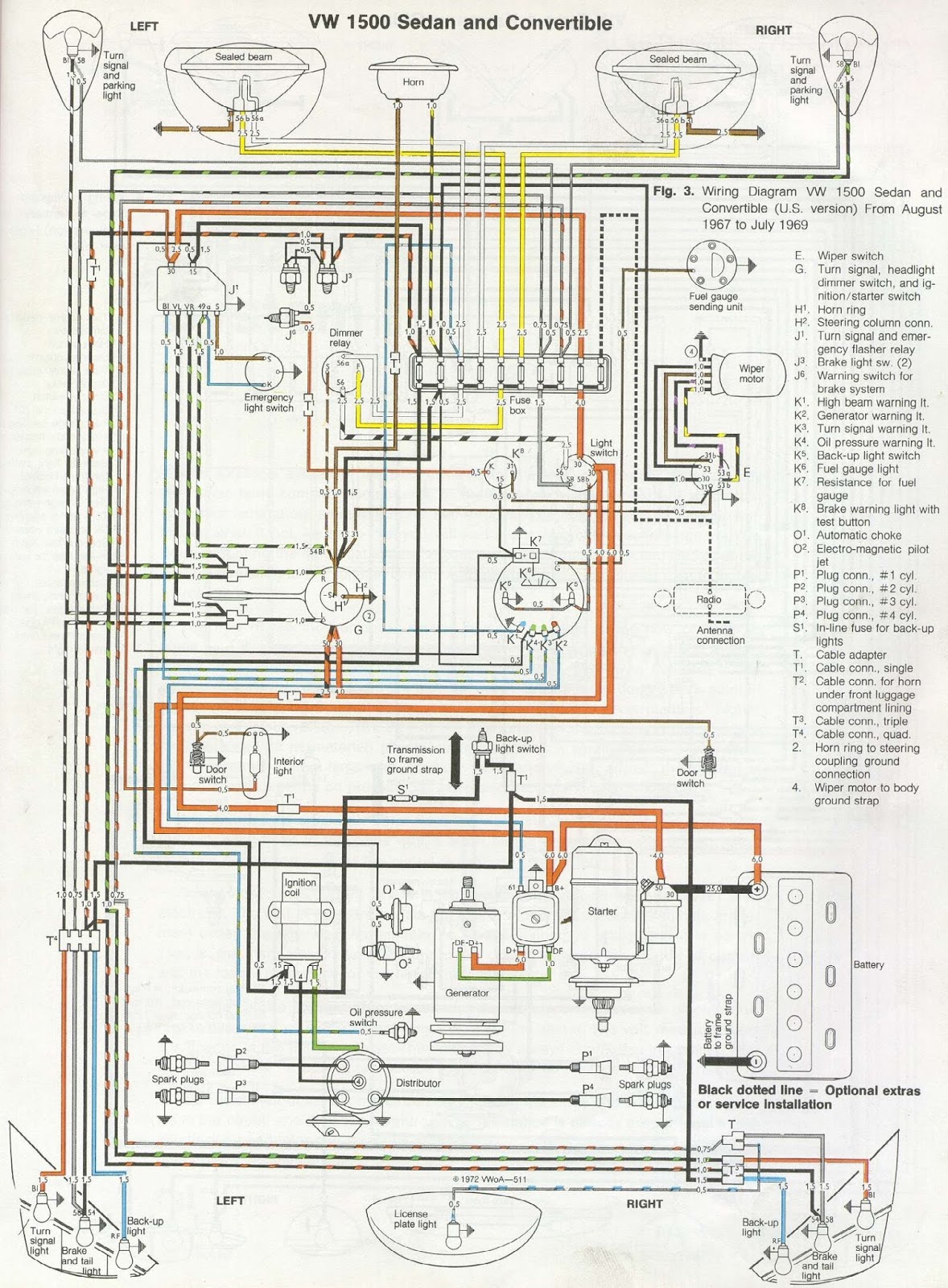 * Curiosidades Automotivas: Esquema Elétrico Fusca 68 e 69.