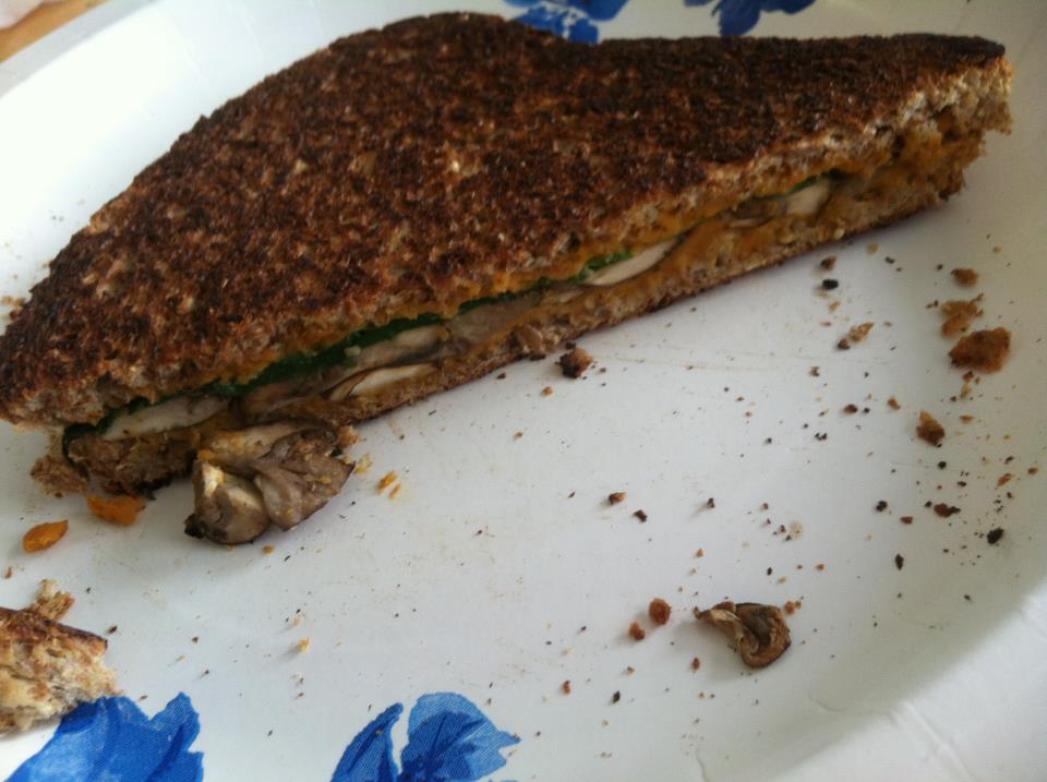 Grab Your Greens Ann's Panini with Hummus, Mushrooms, and Spinach
