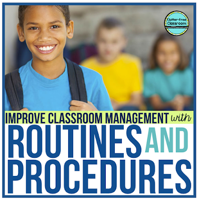 Check out the Clutter Free Classroom's elementary classroom management procedures and routines ideas, strategies, and techniques! Her tips making teaching and learning them with a chart, display, visuals, and cards easy!