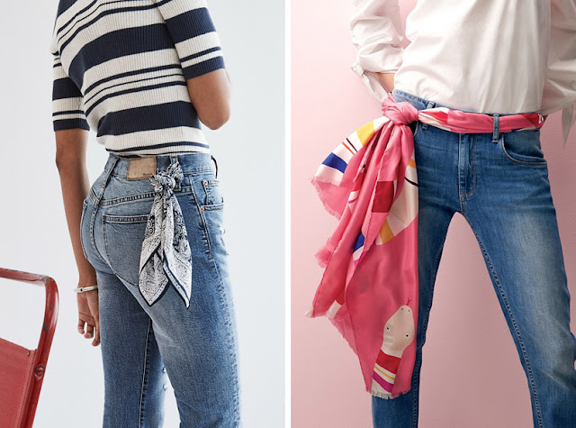 Джинсы с платком вместо пояса