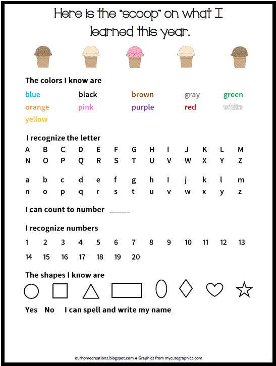 Ourhomecreations Printable Preschool Assessment Form