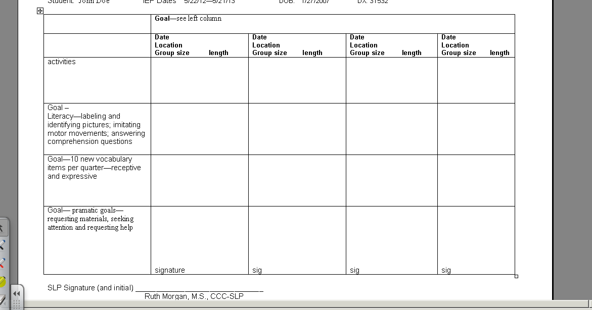 Sample Iep Occupational Therapy New Sample b