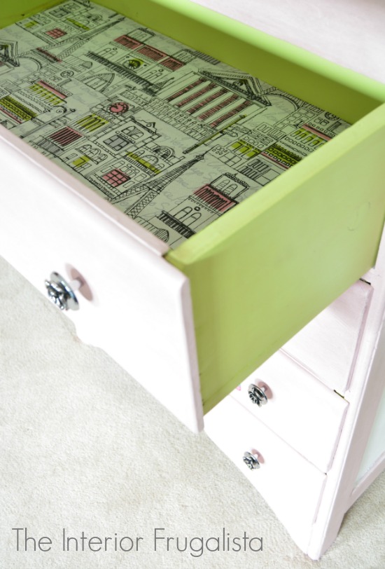 Vintage Waterfall Dresser with lime painted drawers