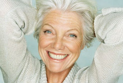 image result for beautiful midlife woman grey hair smiling