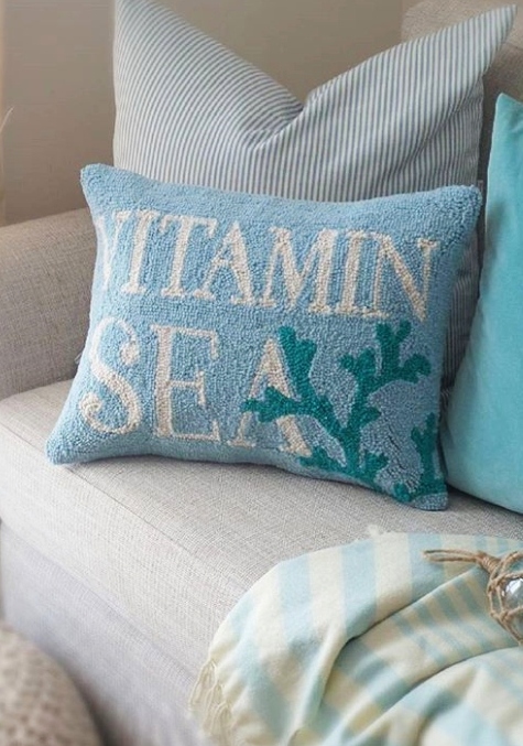 Hooked Sea Quote Pillow Living Room