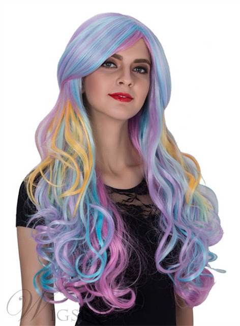  Colored Long Wavy Capless Synthetic Hair Cosplay Wig 32 Inches