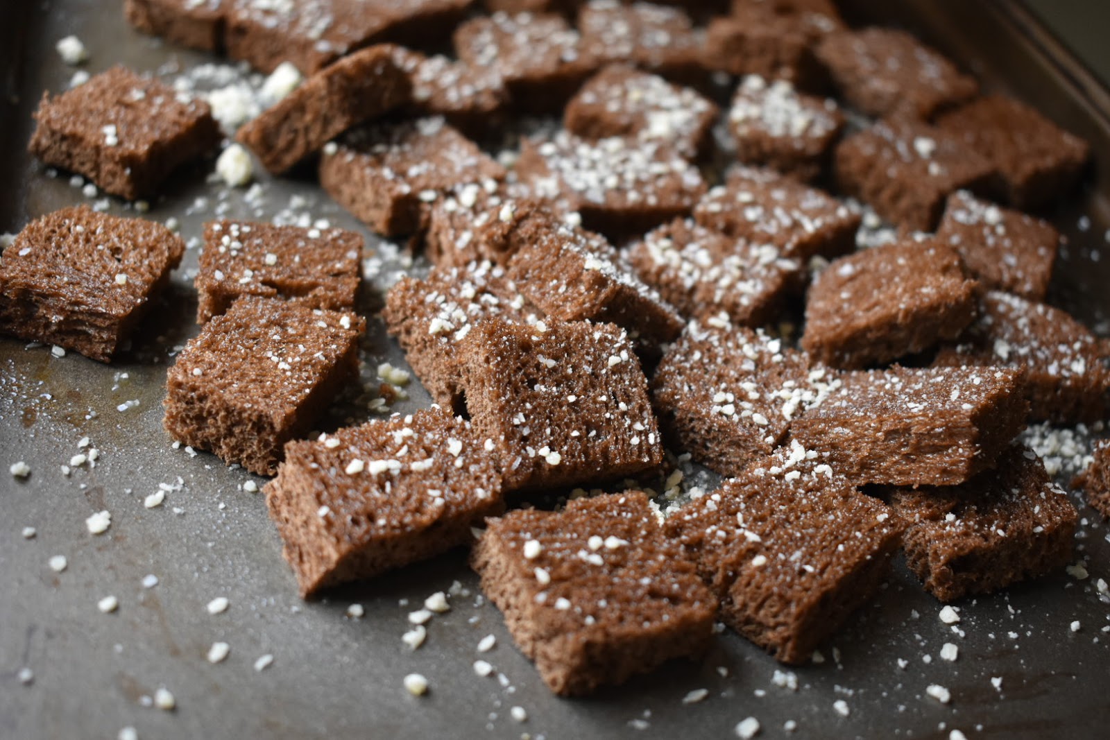 Creamy Mushroom and Leek Soup with Pumpernickel Croutons Chef Jen