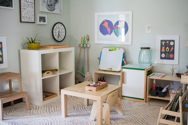 Montessori home art area. Ideas and inspiration for incorporating art into your home. 